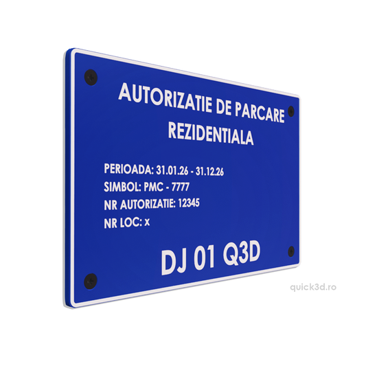 Plăcuță Parcare Rezidențială Cu Prindere in 4 Puncte